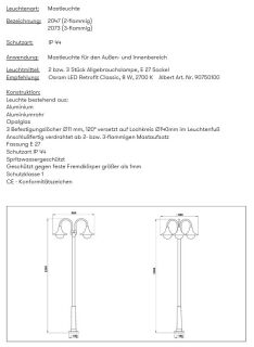 Albert Mastleuchte 3-flammig weiß Typ 2073