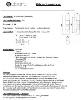 Albert Wandleuchte Edelstahl Typ 0251