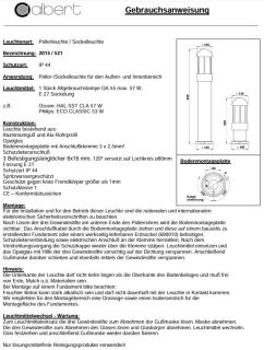 Albert Sockelleuchte silber Typ 0521