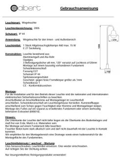 Albert Wegeleuchte silber Typ 2005