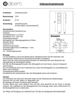 Albert 3-fach Steckdosensäule aus Edelstahl Typ 2107l