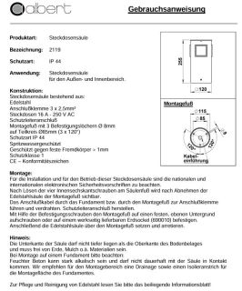 Steckdosensäule 4-fach Edelstahl