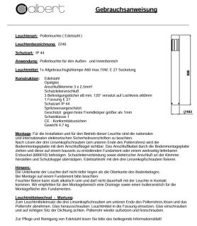 Albert Pollerleuchte Edelstahl Typ 2246