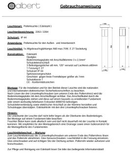 Albert Pollerleuchte Edelstahl Typ 2264