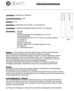 Albert Pollerleuchte Edelstahl Typ 2265