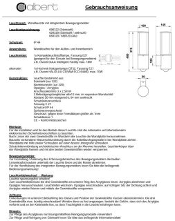 Albert Wandleuchte mit Bewegungsmelder weiß 680320