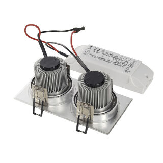 NEW TRIA II LED DL SQUARE Set, alu-brushed, 2x6W, 38, 2700K, inkl. Treiber, Clipfed.