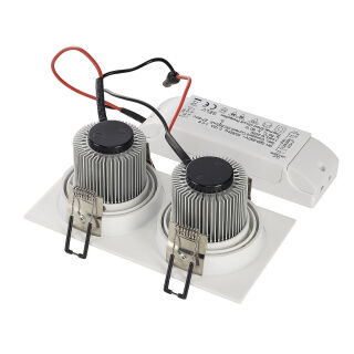 NEW TRIA II LED DL SQUARE Set, mattweiß, 2x6W, 38, 3000K, inkl. Treiber, Clipfed.